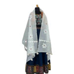Off White Organdy Dupatta with Maroon Mirror Work Applique (Bombay Dyeing) - Image 4