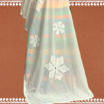 Off White Organdy Dupatta with Maroon Mirror Work Applique (Bombay Dyeing) - Image 5