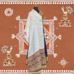 Off White Cotton Dupatta with Katha Work & Ajrakh Palla