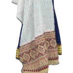 Off White Cotton Dupatta with Katha Work & Ajrakh Palla - Image 3