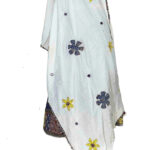 Off White Muslin Silk Dupatta with Mirror Work Applique - Image 3