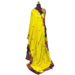 Yellow Muslin Silk Dupatta with Embroidery & Mirror Work - Image 2