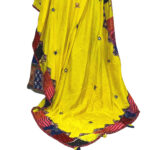 Yellow Muslin Silk Dupatta with Embroidery & Mirror Work - Image 3