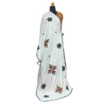 Off White Muslin Silk Dupatta with Mirror Work Applique - Image 2