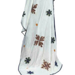 Off White Muslin Silk Dupatta with Mirror Work Applique - Image 3