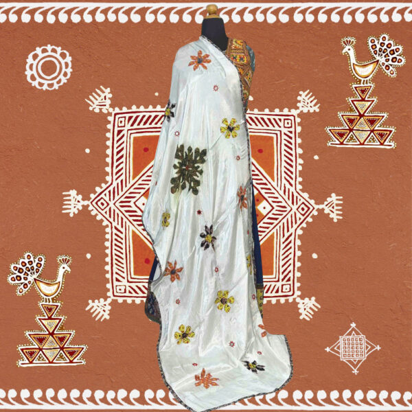 mesmerizing mirror work dupatta off white modal silk applique