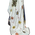 Off White Modal Silk Dupatta with Mirror Work Applique - Image 3