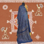 Indigo Chanderi Silk Dupatta with Ajrakh Mirror Work & Handwork