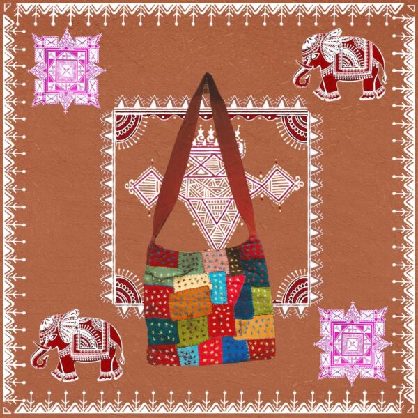 vibrant embroidered handicraft bag multicolor cotton Banjara style