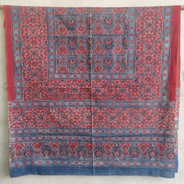 timeless ajrakh bedsheet red cotton hand-block print natural dyes