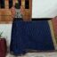 stunning navy blue ajrakh mirror work saree full view with multi-color prints