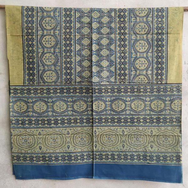 refreshing ajrakh bedsheet green cotton hand-block print natural dyes