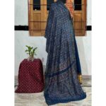 stunning ajrakh dupatta indigo chanderi silk mirror work