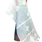 elegant applique stole organdy intricate patch cut work