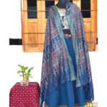 captivating ajrakh stole blue indigo modal silk mirror work