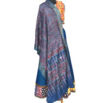 captivating ajrakh stole blue indigo modal silk mirror work