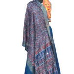 captivating ajrakh stole blue indigo modal silk mirror work