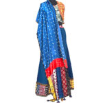 enchanting ajrakh stole indigo modal silk mirror work