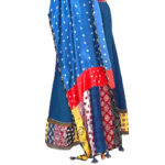 enchanting ajrakh stole indigo modal silk mirror work