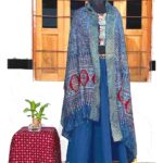 mesmerizing ajrakh stole indigo modal silk mirror work