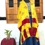 radiant mirror work stole yellow modal silk maroon patti