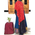 dazzling mirror work stole black red modal silk embroidery