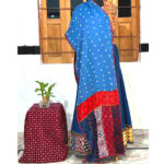 enchanting mirror work stole blue modal silk embroidery