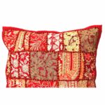 exquisite barmeri work cushion cover red vintage patchwork detail