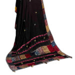 elegant ajrakh dupatta black modal silk katha work intricate patterns