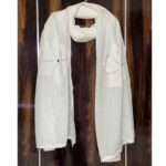 exquisite applique work dupatta off white mulmul cotton mirror accents