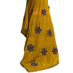 vibrant applique work dupatta yellow cotton handcrafted