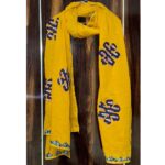 vibrant applique work dupatta yellow cotton handcrafted