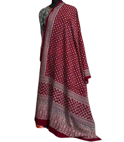 luxurious ajrakh dupatta maroon cotton hand-block prints