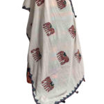 exquisite applique dupatta off white cotton elephant motifs handcrafted