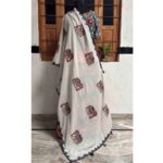 exquisite applique dupatta off white cotton elephant motifs handcrafted
