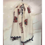 exquisite applique dupatta off white cotton elephant motifs handcrafted