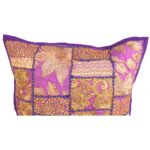 barmeri work cushion cover maroon handcrafted embroidered patchwork flower and leaf design