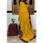 vibrant mirror work dupatta yellow muslin silk embroidery