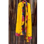 vibrant mirror work dupatta yellow muslin silk embroidery