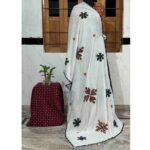 enchanting mirror work dupatta off white muslin silk applique