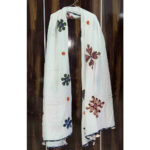 enchanting mirror work dupatta off white muslin silk applique