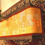 Main product image: Exquisite Barmer red table runner with handcrafted cotton embroidered patchwork flower and leaf design