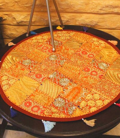 orange barmer round table runner