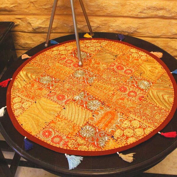 orange barmer round table runner