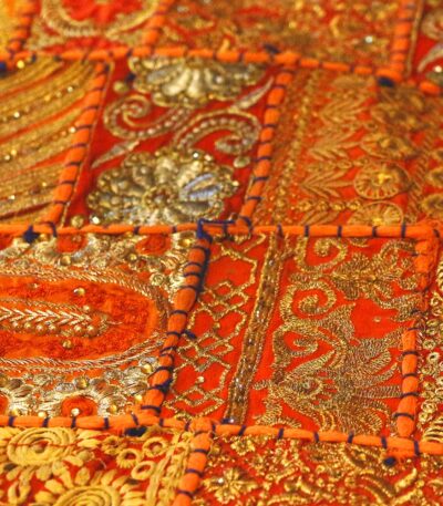 orange barmer round table runner